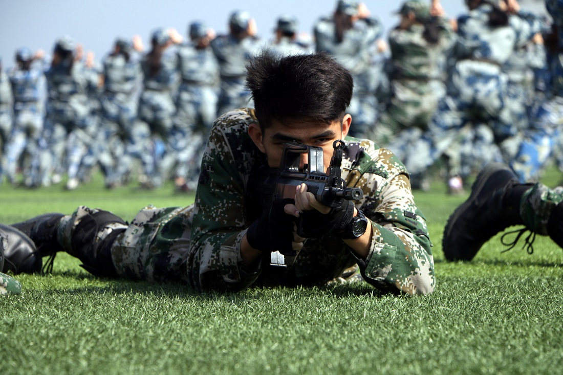 Chinese Students in a military training