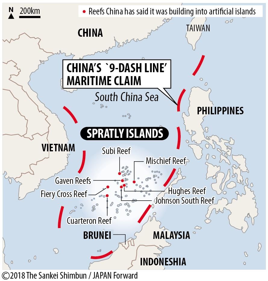 Map of South China Sea and Territorial Claims