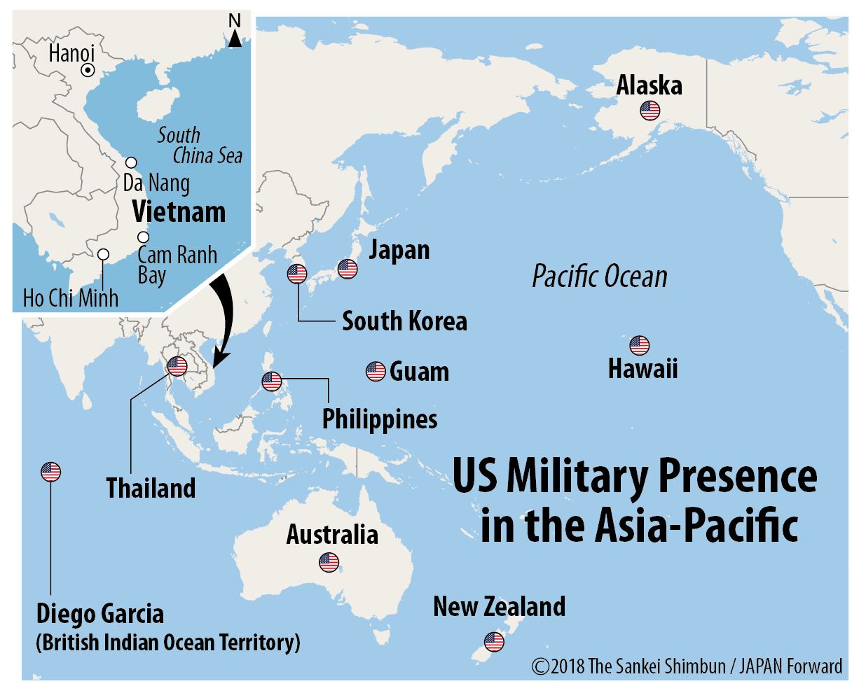 Map of US Military Presence in the Asia-Pacific