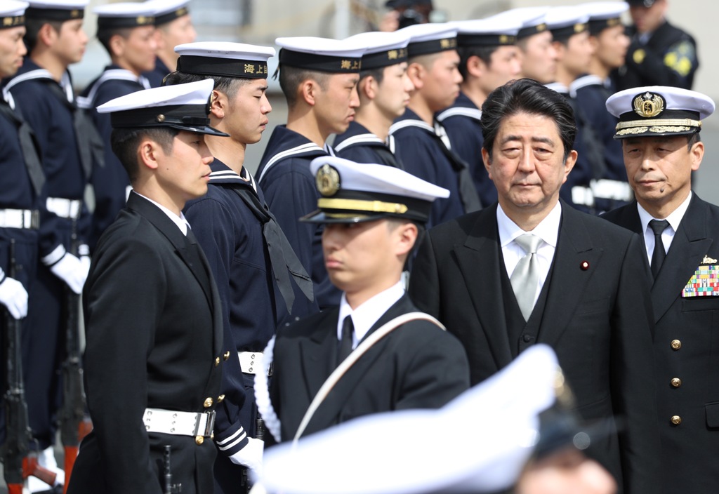 Prime Minister Abe at Yokosuka base.