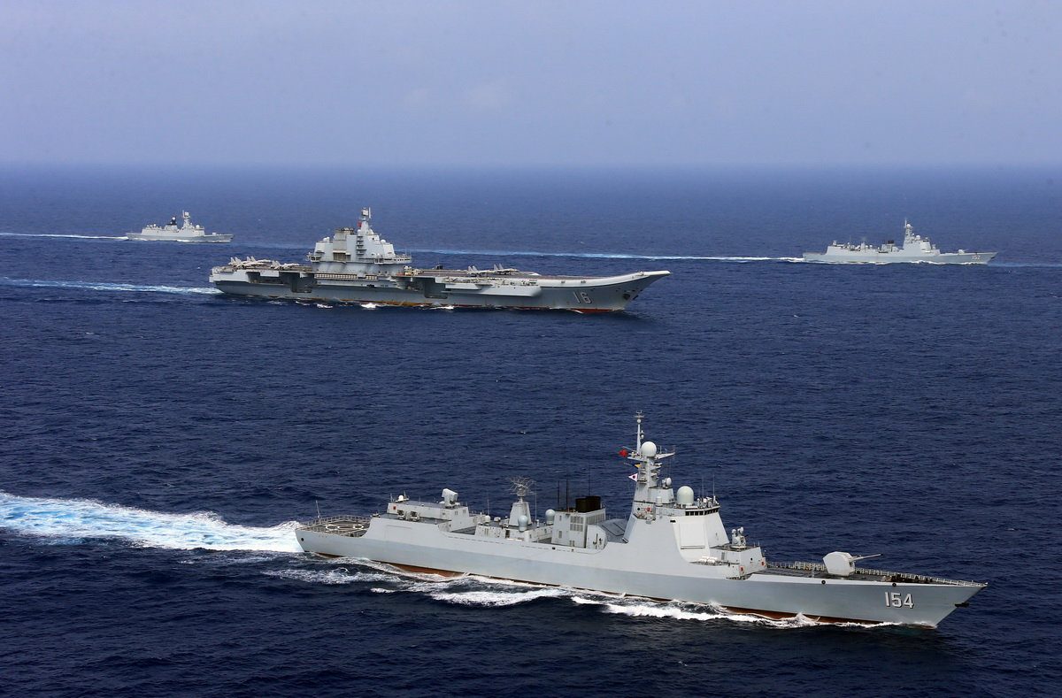 China’s aircraft carrier Liaoning takes part in a military drill of Chinese People’s Liberation Army (PLA) Navy in the western Pacific Ocean