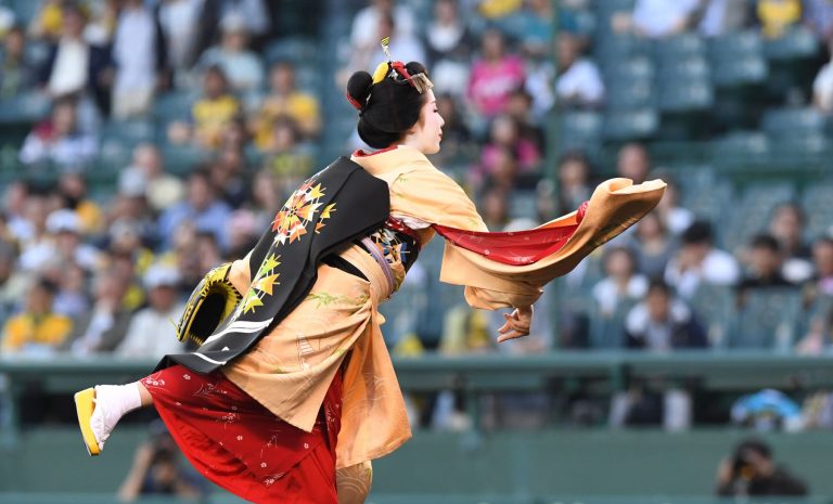 Maiko First Pitch of the Baseball Season