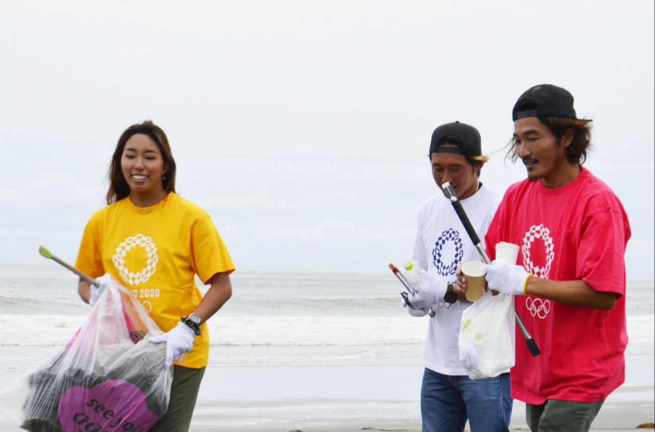 Surfers Go for Gold with Litter Picking Competition on Tokyo Olympic
