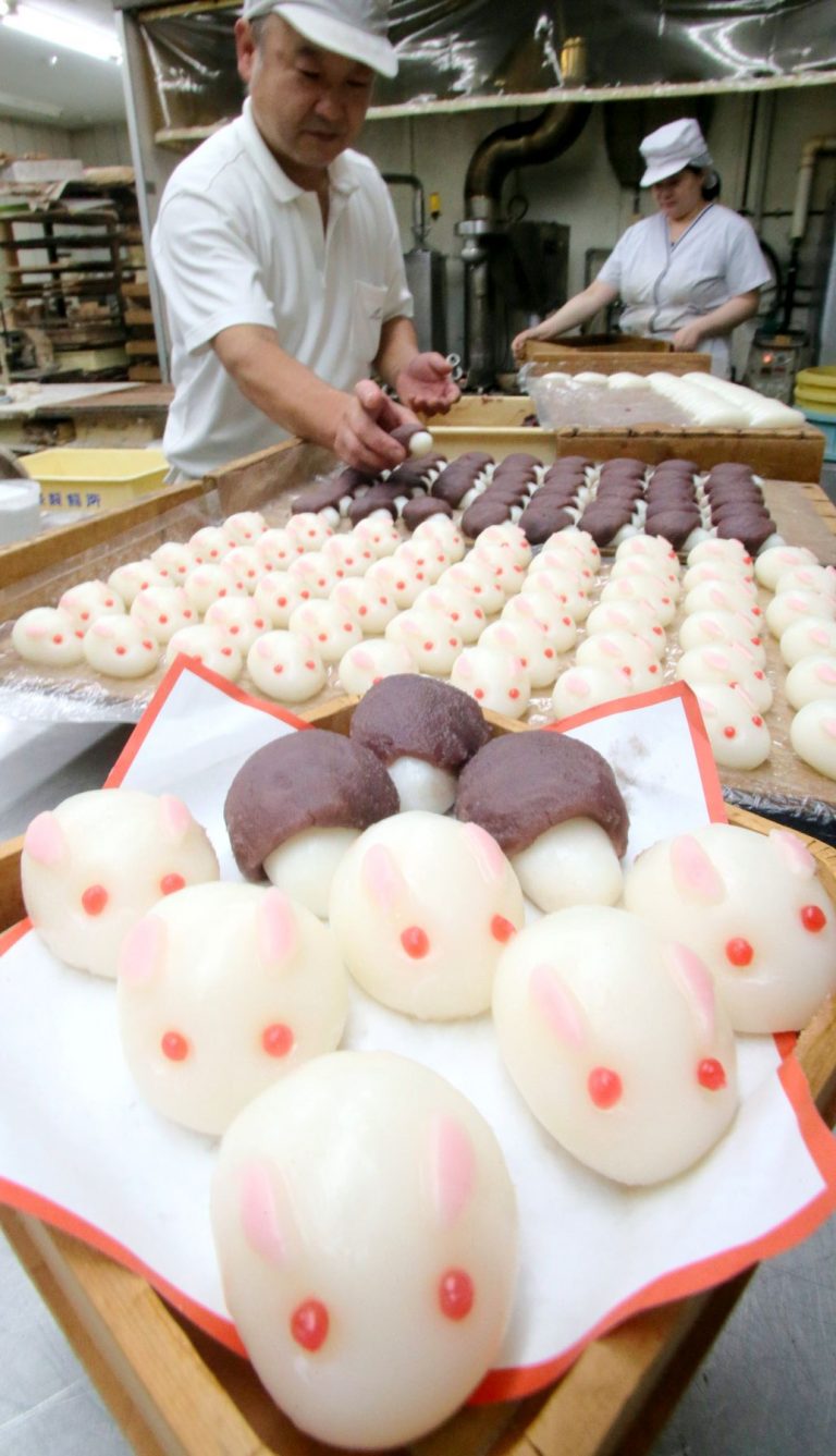 Autumn Big Moon and Mochi Dango in Japan