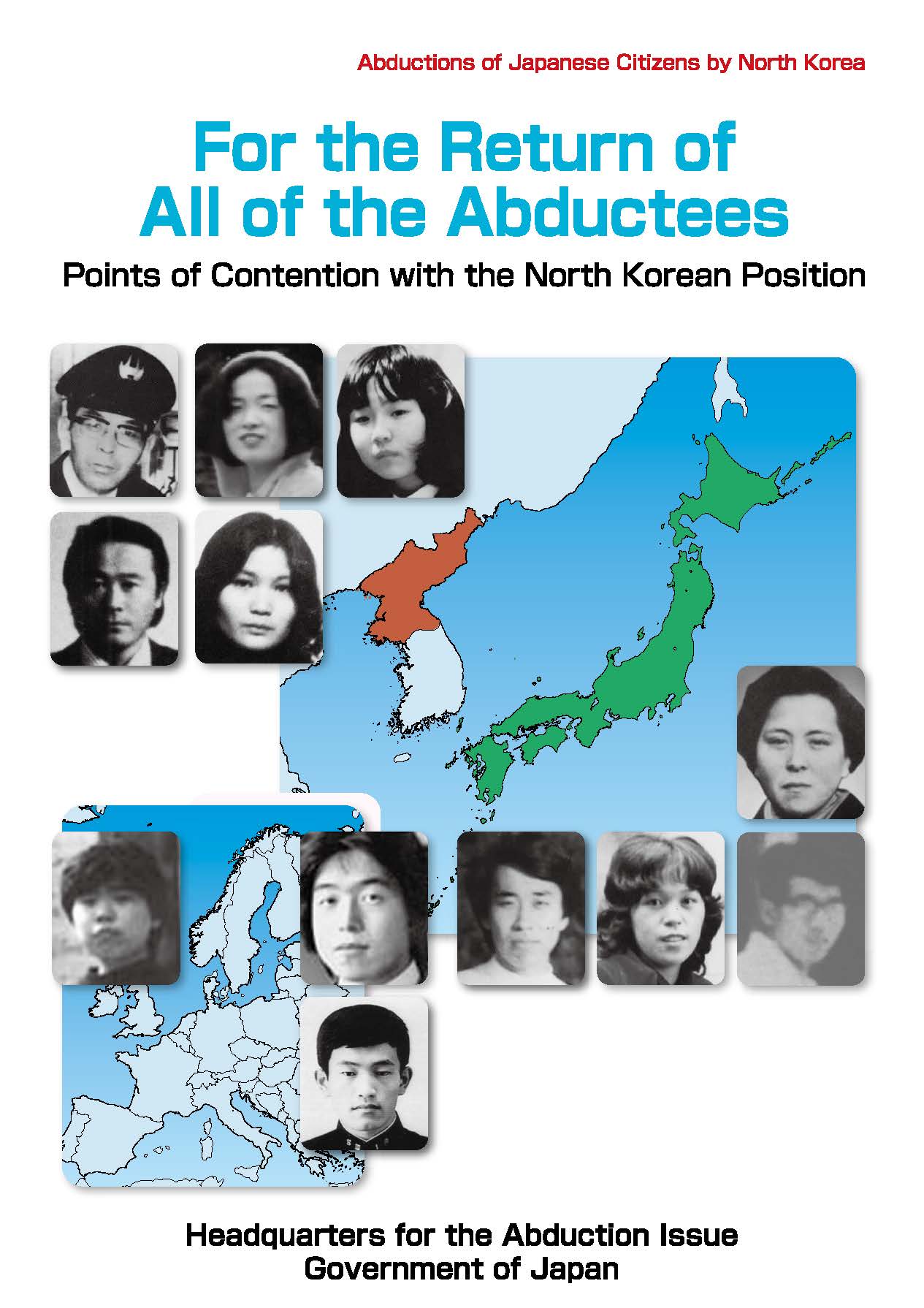 Government of Japan cover of pamphlet describing the abduction of Japanese citizens by North Korea.