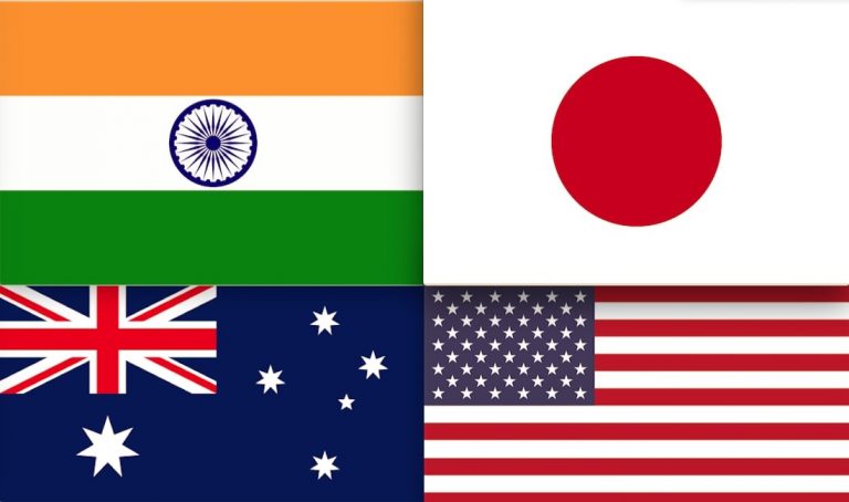 QUAD Flags, Japan, India, New Zealand, U.S.