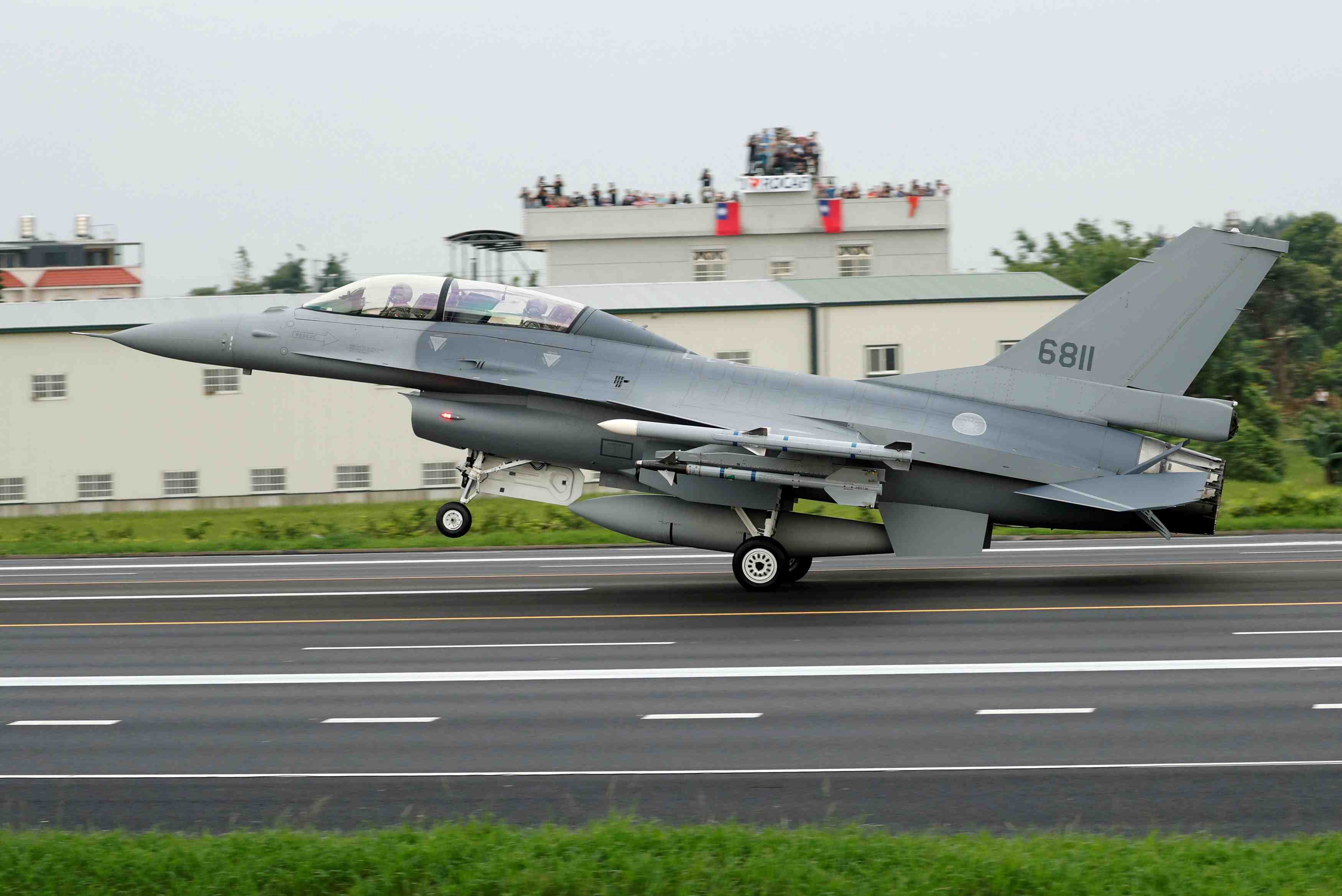 FILE PHOTO: A ROCAF F-16V Fighter Jet Lands On A Highway Used As An ...