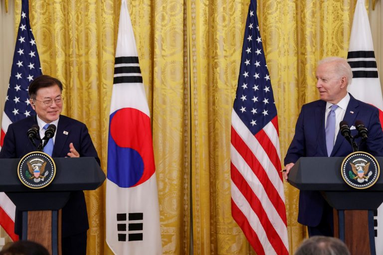 U.S. President Biden and South Korea's President Moon Jae-in hold a joint news conference, in Washington