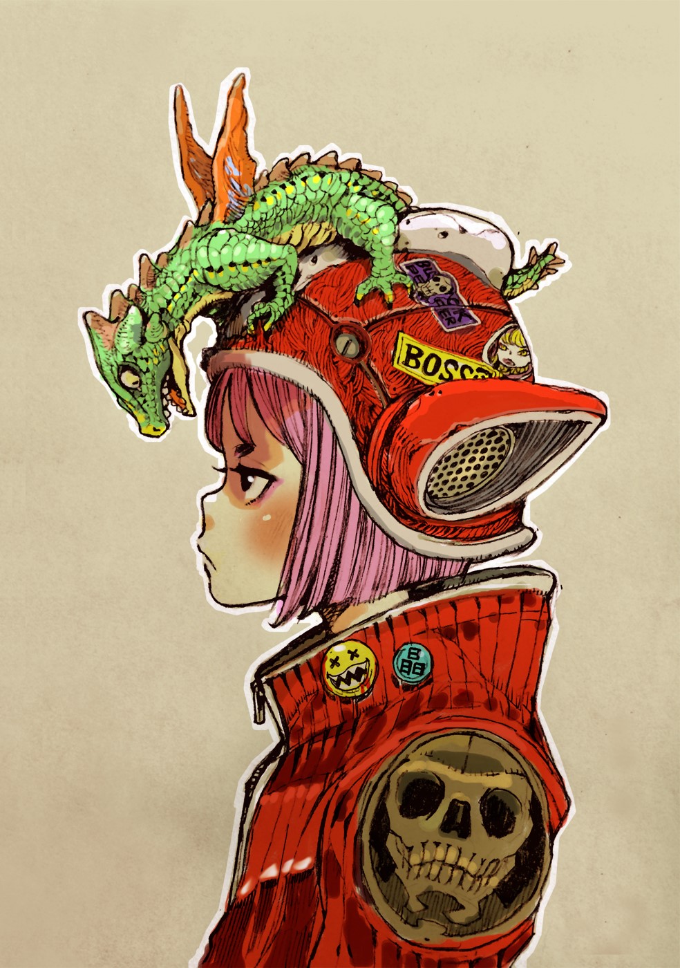 over print×acky brightコラボスウェット怪獣ちゃん