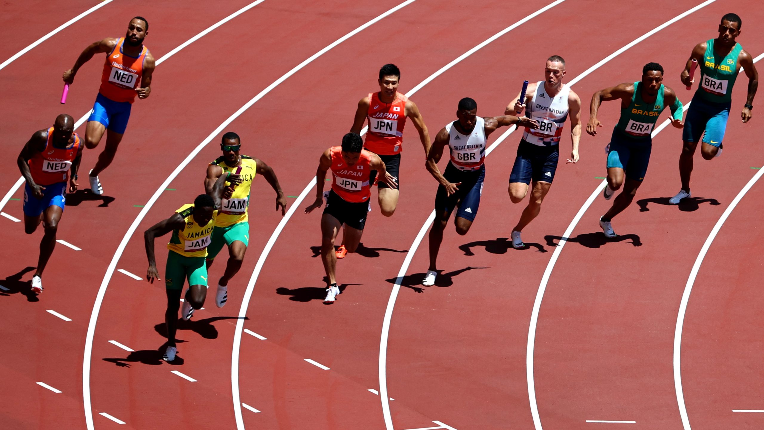 Athletics Men s 4 X 100m Relay Round 1 JAPAN Forward