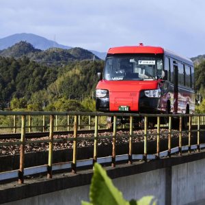 Dual-mode vehicle on a test run, Kaiyo Town, Tokushima