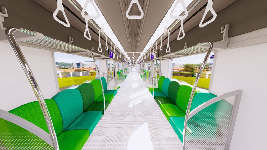 Travel in a space-themed train designed for the Expo. It’s being introduced gradually starting from April 2023.