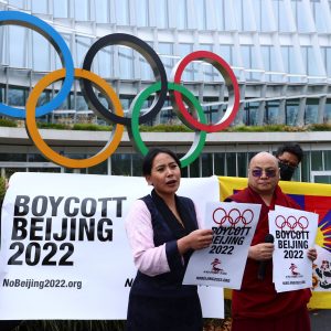 Protesters hold mock funeral for the IOC in Lausanne