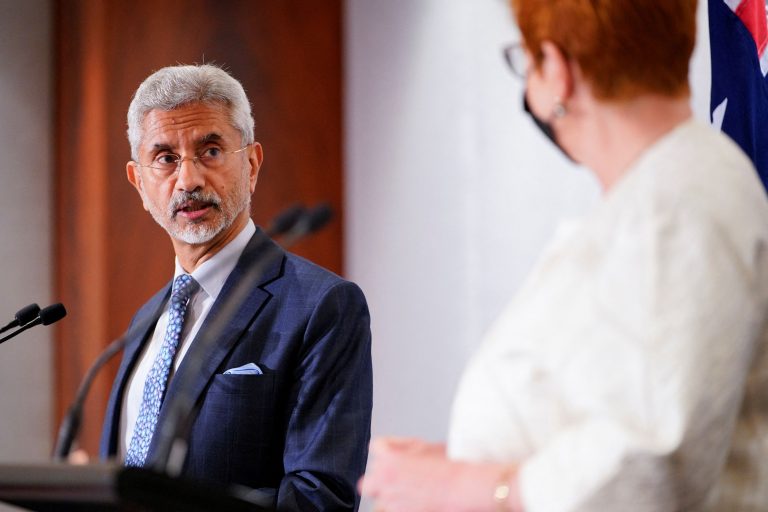 Marise Payne and Subrahmanyam Jaishankar hold a press conference in Melbourne