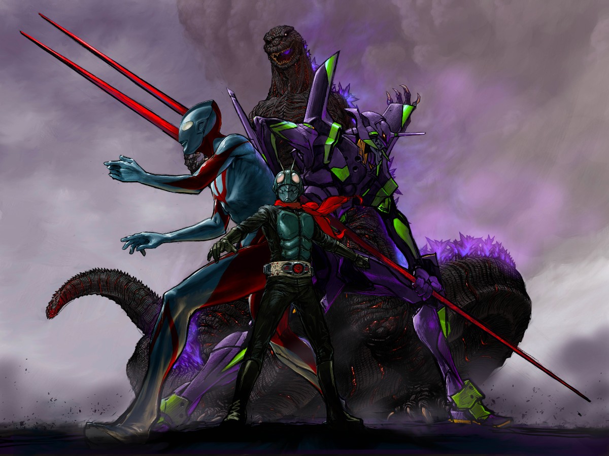 Godzilla, Kamen Rider, UItraman, and Evangelion Have Dream