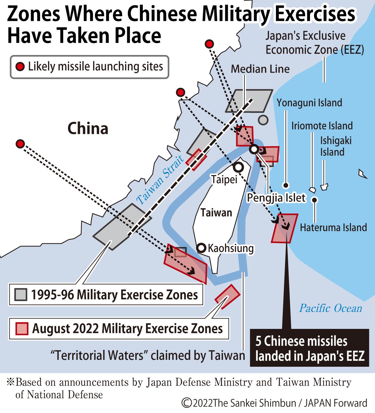 Chinese Missiles Taiwan Japan EEZ