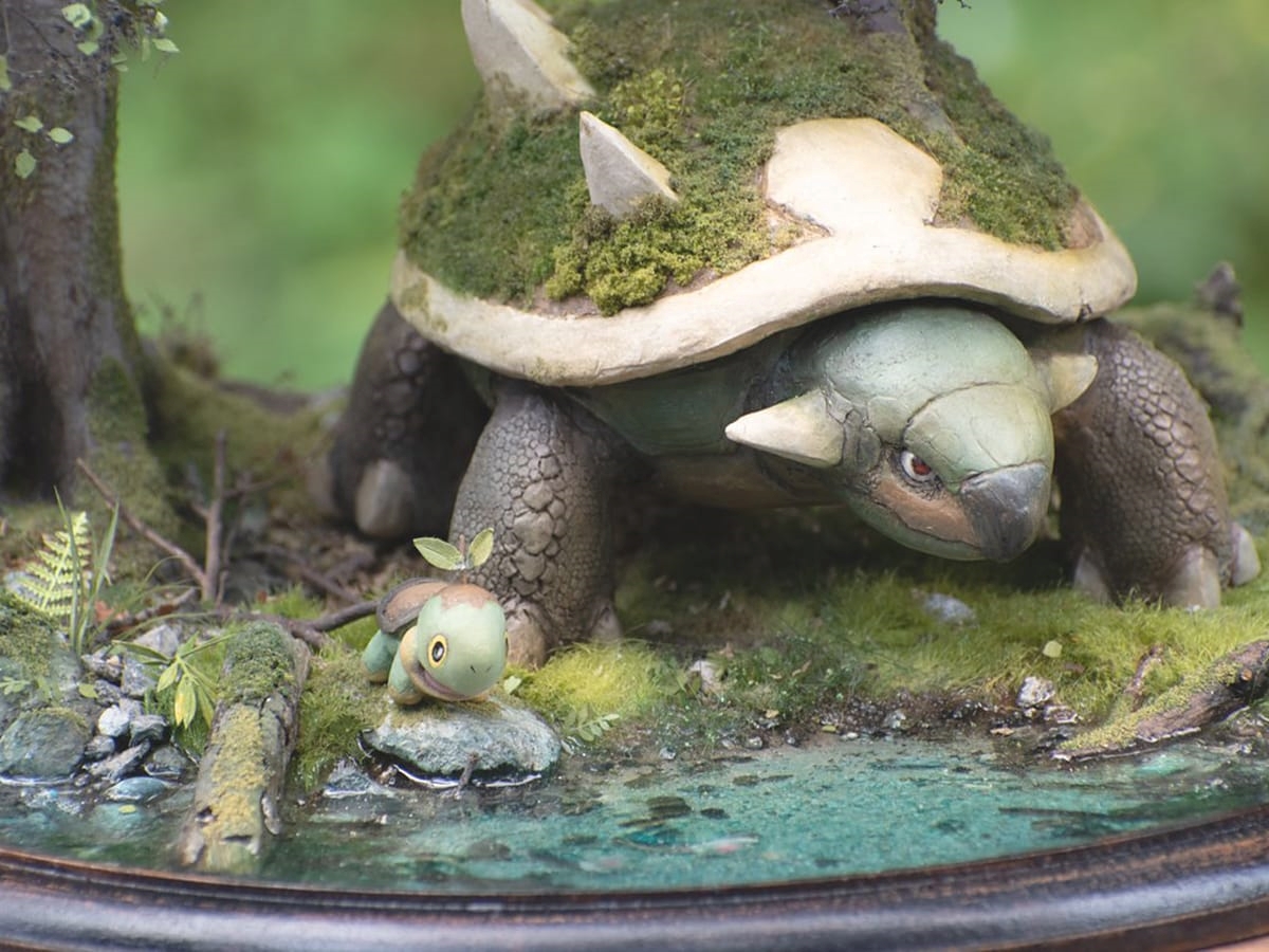 Amazingly Realistic Torterra and Turtwig Diorama Looks Like Eterna Forest Come to Life