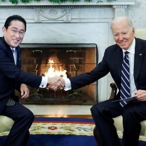 U.S. President Biden welcomes Japanese Prime Minister Kishida at the White House in Washington