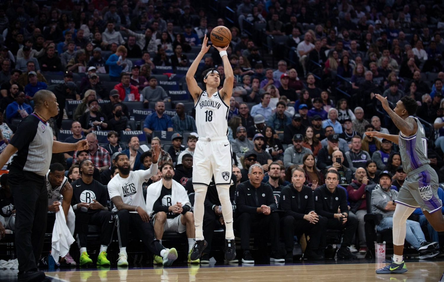 Brooklyn Nets' Yuta Watanabe (18), of Japan, during the second