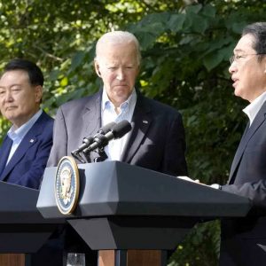 PM Kishida Pres Biden Pres Yoon at Camp David rs