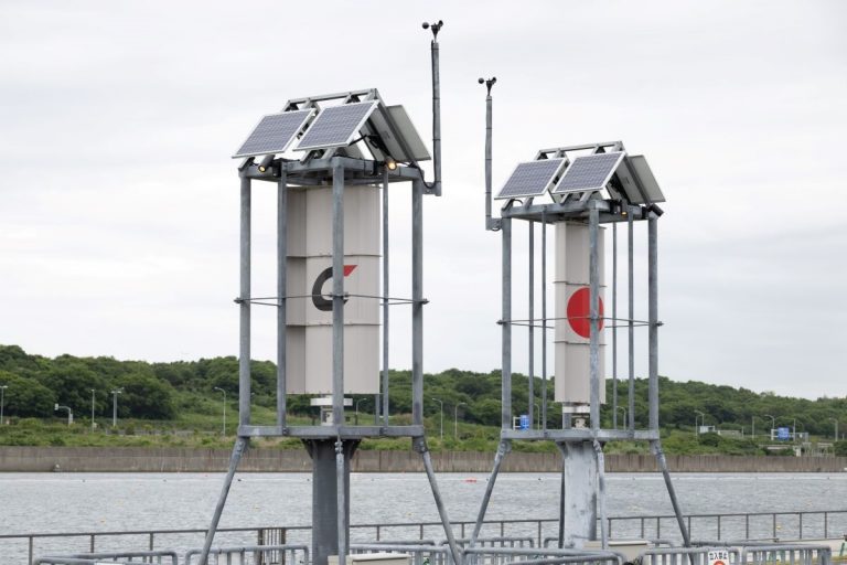 Vertical wind power generators at the Uminomori Area (courtesy of SusHi Tech Tokyo 2024) rs