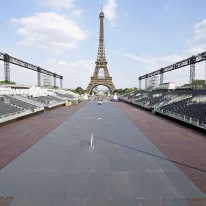 Paris Olympics Eiffel Tower June 26 Kyodo rs